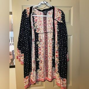 Angie Pink & Black Floral Kimono